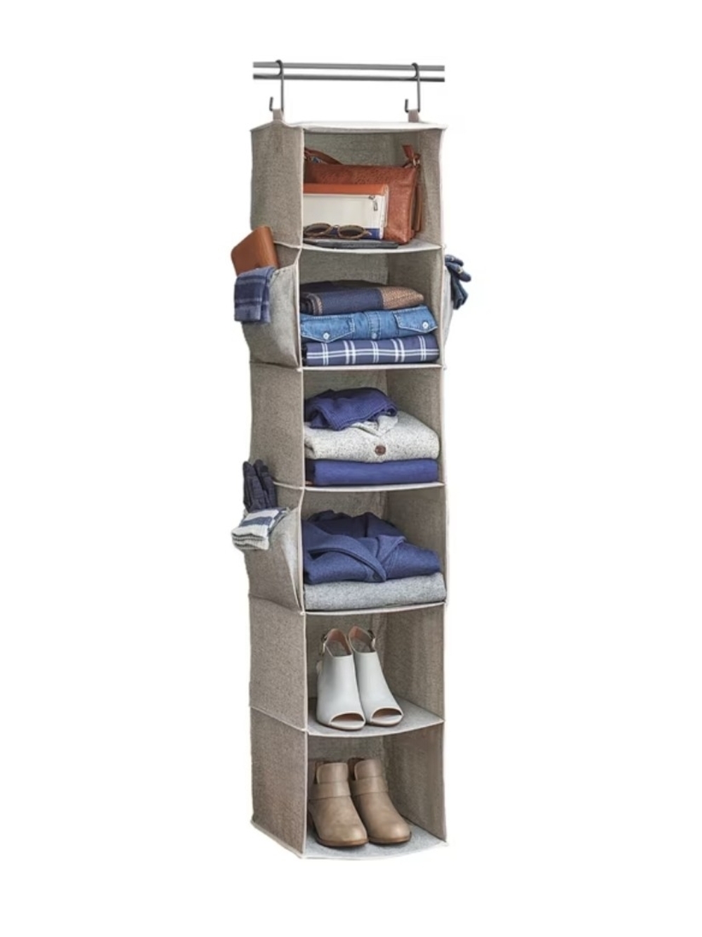 Better Homes And Gardens Hanging Closet Organizer - Taupe and White Trim